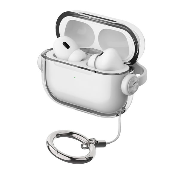 Allytechgroup Clear Airpods Pro 3 Case Cover with Keychain, [Anti-Yellowing] Shockproof Protective Cover Compatible with Apple Airpods Pro 3rd Gen (2025) Support Wireless Charging Case, White