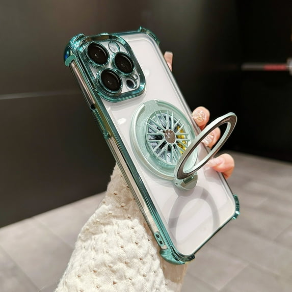 Allytechgroup Clear Case for Apple iPhone 11 Pro Max, Transparent Corner Protective Bumper Anti-Scratch Slim Fit Kickstand Phone Case for iPhone 11 Pro Max, Green