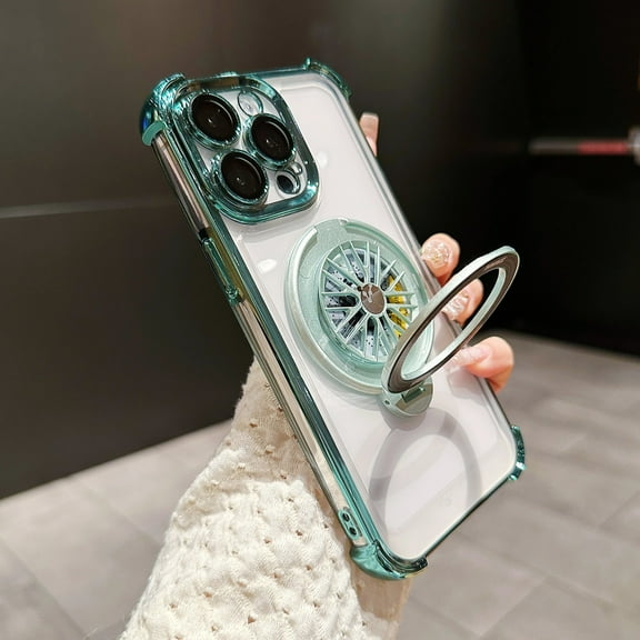 Allytechgroup Clear Case for Apple iPhone 11 Pro Max, Transparent Corner Protective Bumper Anti-Scratch Slim Fit Kickstand Phone Case for iPhone 11 Pro Max, Green