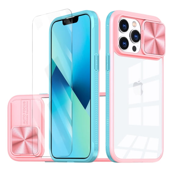 Allytechgroup Clear Case for Apple iPhone 11 Pro, with Tempered Glass Screen Protector & Lens Protector Anti-Yellow Shockproof Rugged Hybrid Phone Case for iPhone 11 Pro, Pink