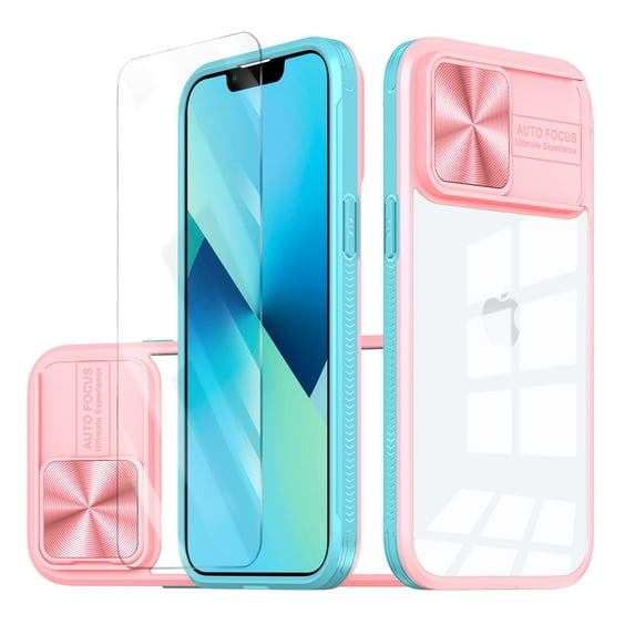 Allytechgroup Clear Case for Apple iPhone 11, with Tempered Glass Screen Protector & Lens Protector Anti-Yellow Shockproof Rugged Hybrid Phone Case for iPhone 11, Pink