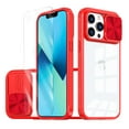 thumbnail image 1 of Allytechgroup Clear Case for Apple iPhone 14 Pro Max, with Tempered Glass Screen Protector & Lens Protector Anti-Yellow Shockproof Rugged Hybrid Phone Case for iPhone 14 Pro Max, Red, 1 of 7