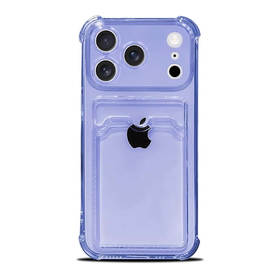 Allytechgroup Clear Case for Apple iPhone 17 Pro, Anti-Yellow Back Cover with Card Holder, Shockproof Corner Protective Anti-Scratch Transparent Slim Cell Phone Case for iPhone 17 Pro, Purple