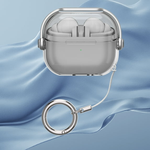 Allytechgroup Clear Case Cover for Samsung Galaxy Buds 3/ Galaxy Buds 3 Pro, Anti-Yellow Dustproof Protective Portable Case with Keychain, Black