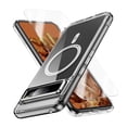 thumbnail image 1 of Allytechgroup Clear Case for Google Pixel 8 Pro, [With Screen Protector] Not Yellowing Shockproof Wirless Charging Anti-Scratch Bumper Magsafe Compatible Phone Case for Google Pixel 8 Pro, Black, 1 of 8