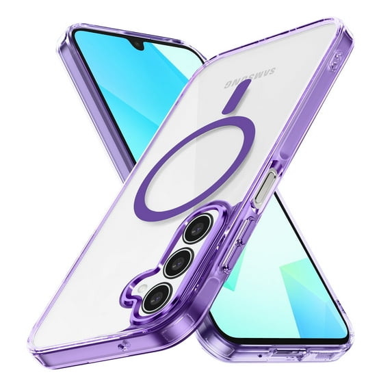 Allytechgroup Clear Case for Samsung Galaxy A16 5G, Compatible with Mag-safe Anti-Yellowing Slim Fit Phone Rugged Shockproof Protective Cover Compatible with Samsung Galaxy A16 5G, Purple