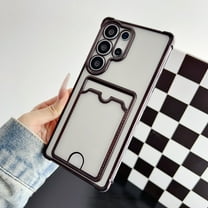 Allytechgroup Clear Case for Samsung Galaxy A16 5G with Credit Card Slot, Anti-Yellowing Four Corner Anti Fall Plating Frame Slim Soft TPU Shockproof Back Cover for Women Men, Black