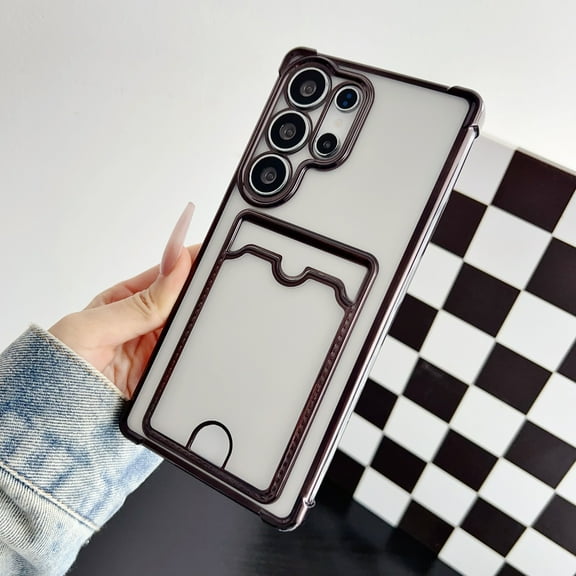 Allytechgroup Clear Case for Samsung Galaxy A36 5G with Credit Card Slot,  Anti-Yellowing Four Corner Anti Fall Plating Frame Slim Soft TPU Shockproof Back Cover for Women Men, Black