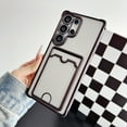 thumbnail image 1 of Allytechgroup Clear Case for Samsung Galaxy S20+ with Credit Card Slot,  Anti-Yellowing Four Corner Anti Fall Plating Frame Slim Soft TPU Shockproof Back Cover for Women Men, Black, 1 of 7