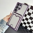 thumbnail image 1 of Allytechgroup Clear Case for Samsung Galaxy S20+ with Credit Card Slot,  Anti-Yellowing Four Corner Anti Fall Plating Frame Slim Soft TPU Shockproof Back Cover for Women Men, Purple, 1 of 7
