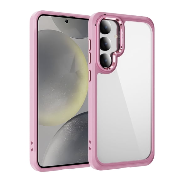 Allytechgroup Clear Case for Samsung Galaxy S24+, Camera with Screen Saver All-inclusive Design Anti Yellowing Slim Shockproof Protective Back Cover for Samsung Galaxy S24+, Pink