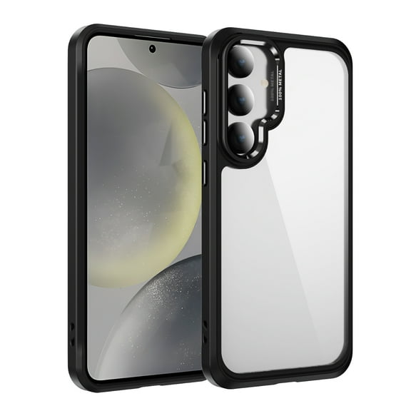 Allytechgroup Clear Case for Samsung Galaxy S24, Camera with Screen Saver All-inclusive Design  Anti Yellowing Slim Shockproof Protective Back Cover for Samsung Galaxy S24, Black