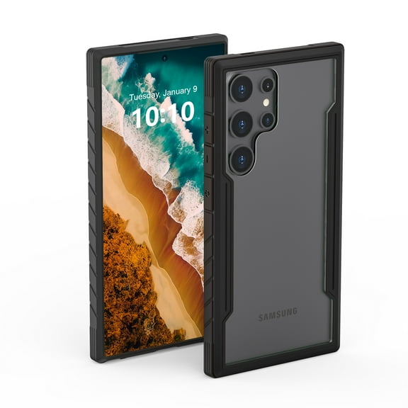 Allytechgroup Clear Case for Samsung Galaxy S24, Slim Lightweight Hard PC Anti Yellowing Support Wireless Charging Shockproof Magnetic Back Cover for Samsung Galaxy S24 Women Men, Black