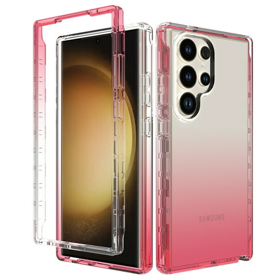 Allytechgroup Clear Case for Samsung Galaxy S24 Ultra [No Screen Protector], Slim Fit Anti Yellowing Shockproof and Anti-Scratch Protective for Samsung Galaxy S24 Ultra Women Girls,Red