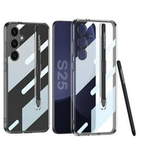 Allytechgroup Clear Case for Samsung Galaxy S25  with Free Stylus, Built-in Pen Holder Anti-Yellowing Slim Lightweight Shockproof Protective Back Cover for Samsung Galaxy S25 , Black