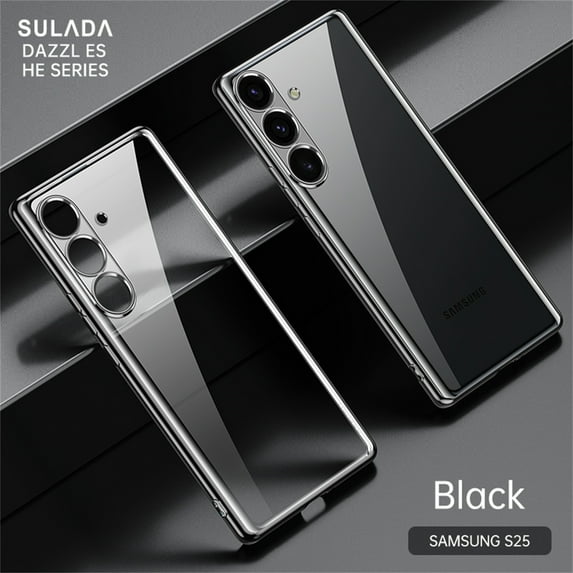 Allytechgroup Clear Case for Samsung Galaxy S25, Slim Fit Soft TPU Anti Yellowing Shockproof and Anti-Scratch Drop protection for Samsung Galaxy S25 Women Men, Black