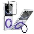 thumbnail image 1 of Allytechgroup Clear Case for Samsung Galaxy Z Flip 3 with Screen Protector, Rotating Kickstand Camera Lens Protective Anti-Scratch Wireless Charging Magnetic Cover for Galaxy Z Flip 3, Purple, 1 of 9
