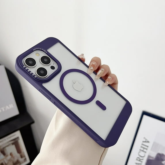 Allytechgroup Clear Case for iPhone 12 Pro Max, Compatible with Magsafe Support Wireless Charging Not Yellowing Slim Phone Case Shockproof Protective Bumper for Apple iPhone 12 Pro Max, Purple