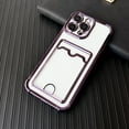 thumbnail image 1 of Allytechgroup Clear Case for iPhone 13 Mini with Credit Card Slot,  Anti-Yellowing Four Corner Anti Fall Plating Frame Slim Soft TPU Shockproof Back Cover for Women Men, Purple, 1 of 7
