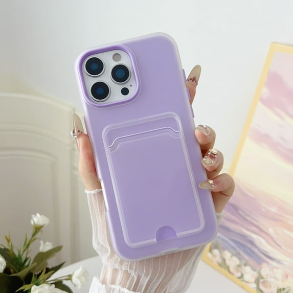 Allytechgroup Clear Case for iPhone 13 Pro, Built-in Credit Card Slot Slim Hard PC Soft TPU Anti-Yellowing Rugged Heavy Duty Durable Cover Case Shockproof for iPhone 13 Pro, C