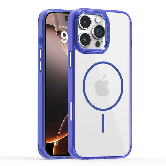 Allytechgroup Clear Case for iPhone 13 Pro Max, Compatible with Magsafe & Car Magnetic Bracket Anti Yellowing Shockproof and Anti-Scratch Protective Back Cover for Apple iPhone 13 Pro Max, Deep Blue
