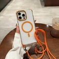 thumbnail image 1 of Allytechgroup Clear Case for iPhone 13 Pro Max with Shoulder Strap, Compatible with Mag-safe Anti Yellowing Slim Lightweight Shockproof Magnetic Back Cover for iPhone 13 Pro Max Women Girls, Orange, 1 of 11