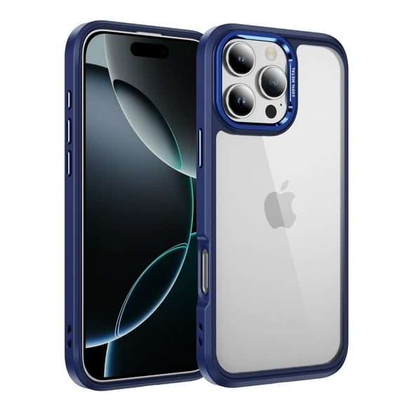 Allytechgroup Clear Case for iPhone 14 Pro, Camera with Screen Saver All-inclusive Design Anti Yellowing Slim Lightweight Shockproof Protective Back Cover for iPhone 14 Pro, Darkblue