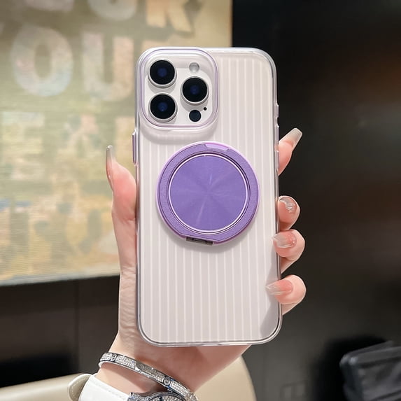 Allytechgroup Clear Case for iPhone 14 Pro Max with Stand, Support Wireless Charging Built-in Kickstand Anti-Yellowing Shockproof Protective Magnetic Back Cover for Apple iPhone 14 Pro Max, Purple