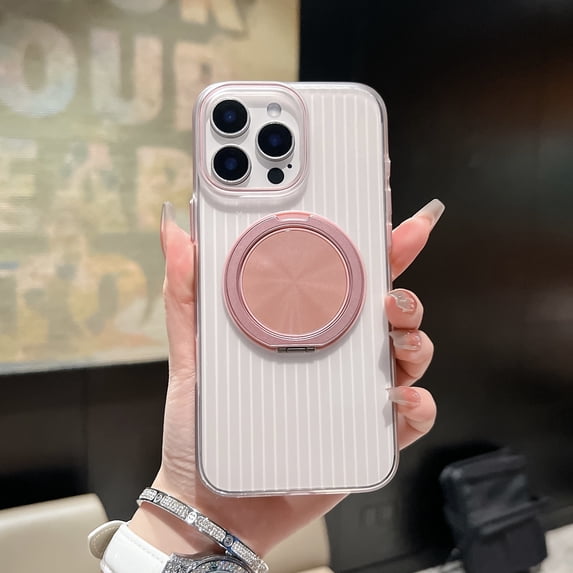 Allytechgroup Clear Case for iPhone 14 Pro Max with Stand, Support Wireless Charging Built-in Kickstand Anti-Yellowing Shockproof Protective Magnetic Back Cover for Apple iPhone 14 Pro Max, Rosegold