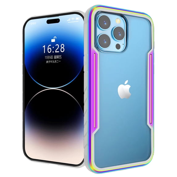 Allytechgroup Clear Case for iPhone 15 Pro, Slim Lightweight Hard PC Anti Yellowing Support Wireless Charging Shockproof Magnetic Back Cover for iPhone 15 Pro Women Men, Rainbow