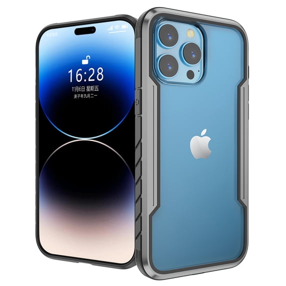 Allytechgroup Clear Case for iPhone 15 Pro, Slim Lightweight Hard PC Anti Yellowing Support Wireless Charging Shockproof Magnetic Back Cover for iPhone 15 Pro Women Men, Grayblack