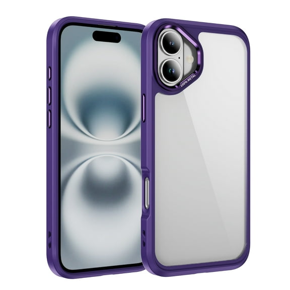 Allytechgroup Clear Case for iPhone 16, Camera with Screen Saver All-inclusive Design Anti Yellowing Slim Lightweight Shockproof Protective Back Cover for iPhone 16, Purple