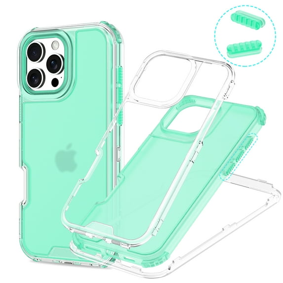 Allytechgroup Clear Case for iPhone 16, Hard PC Soft TPU Slim Lightweight Anti-yellowing Precise Cut-Outs Shockproof Protective Back Cover for iPhone 16, Mint