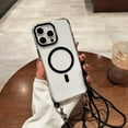 thumbnail image 1 of Allytechgroup Clear Case for iPhone 16 Pro Max with Shoulder Strap, Compatible with Mag-safe Anti Yellowing Slim Lightweight Shockproof Magnetic Back Cover for iPhone 16 Pro Max Women Girls, Black, 1 of 11
