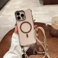 thumbnail image 1 of Allytechgroup Clear Case for iPhone 16 with Shoulder Strap, Compatible with Mag-safe Anti Yellowing Slim Lightweight Shockproof Magnetic Back Cover for iPhone 16 Women Girls, Gold, 1 of 11