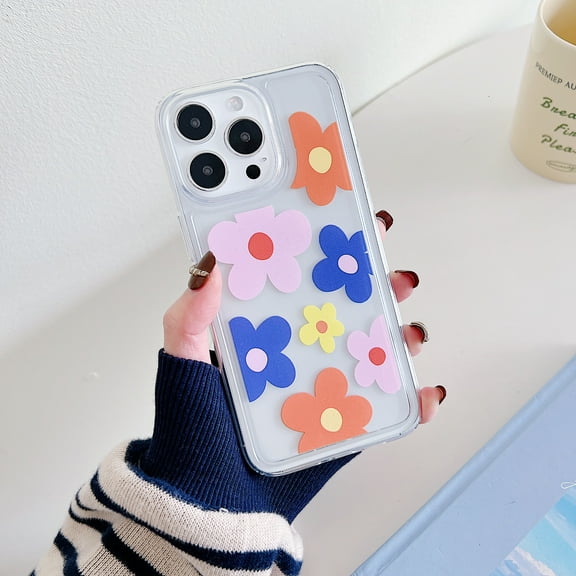 Allytechgroup Clear Case for iPhone 16, Slim Fit Lightweight Soft TPU Cover with Stylish Flower Pattern, Shockproof Non-Yellowing Protective Phone Case for Women Girls, Flower-F