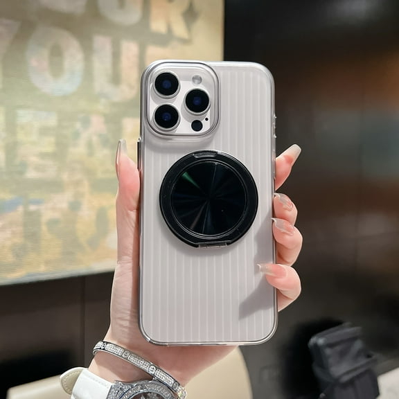 Allytechgroup Clear Case for iPhone 16 with Stand, Support Wireless Charging Built-in Kickstand Anti-Yellowing Shockproof Protective Magnetic Back Cover for Apple iPhone 16, Black