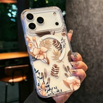 Allytechgroup Clear Case for iPhone 17 Pro with Stylish Floral Pattern, Support Wireless Charging Lightweight Screen Lens Protection Shockproof Magnetic Case for Women Girls, Pink Flower