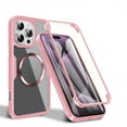 thumbnail image 1 of Allytechgroup Clear Magnetic Case for Apple iPhone 12 Pro with Build in Screen Protector, Anti-Yellow Bumper Shockproof Transparent Back Cover for iPhone 12 Pro, Pink, 1 of 9
