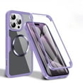 thumbnail image 1 of Allytechgroup Clear Magnetic Case for Apple iPhone 16 with Build in Screen Protector, Anti-Yellow Bumper Shockproof Transparent Back Cover for iPhone 16, Purple, 1 of 9