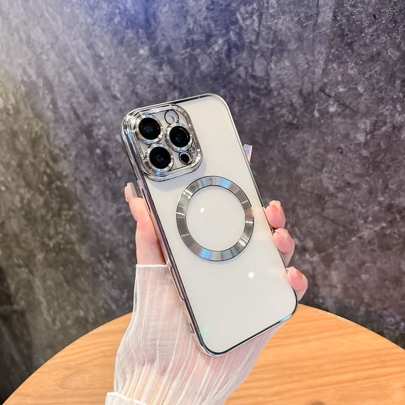Allytechgroup Clear Magnetic Case for Apple iPhone 16 Plus, Compatible with Magsafe Anti-Scratch Not-Yellowing Bumper Shockproof Slim Cover for iPhone 16 Plus, Silver