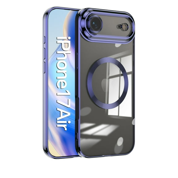 Allytechgroup Clear Magnetic Case for Apple iPhone 17 Air, Compatible with Magsafe Anti-Scratch Not-Yellowing Bumper Shockproof Slim Cover for iPhone 17 Air, Darkpurple