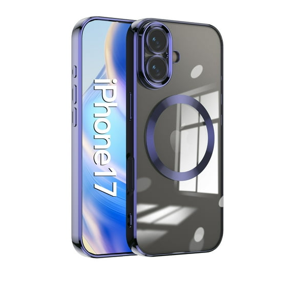 Allytechgroup Clear Magnetic Case for Apple iPhone 17, Compatible with Magsafe Anti-Scratch Not-Yellowing Bumper Shockproof Slim Cover for iPhone 17, Darkpurple