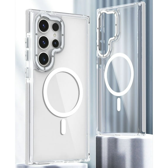 Allytechgroup Clear Magnetic Case for Samsung Galaxy A35, Hybrid Rugged Shockproof TPU Transparent Anti-Yellow Slim Bumper Phone Case Cover for Galaxy A35, White