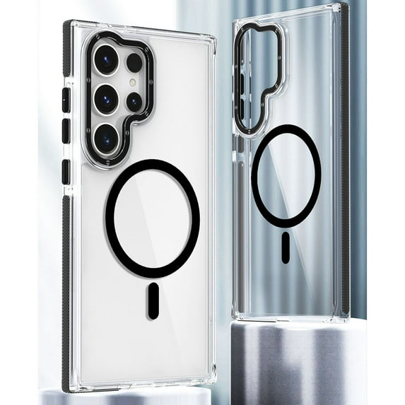 Allytechgroup Clear Magnetic Case for Samsung Galaxy A35, Hybrid Rugged Shockproof TPU Transparent Anti-Yellow Slim Bumper Phone Case Cover for Galaxy A35, Black