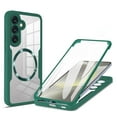 thumbnail image 1 of Allytechgroup Clear Magnetic Case for Samsung Galaxy S21 FE with Build in Screen Protector, Anti-Yellow Bumper Shockproof Transparent Back Cover for Galaxy S21 FE, Darkgreen, 1 of 8