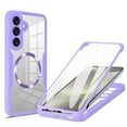 thumbnail image 1 of Allytechgroup Clear Magnetic Case for Samsung Galaxy S21 FE with Build in Screen Protector, Anti-Yellow Bumper Shockproof Transparent Back Cover for Galaxy S21 FE, Purple, 1 of 8
