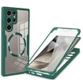 thumbnail image 1 of Allytechgroup Clear Magnetic Case for Samsung Galaxy S22 Ultra with Build in Screen Protector, Anti-Yellow Bumper Shockproof Transparent Back Cover for Galaxy S22 Ultra, Darkgreen, 1 of 8