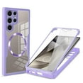 thumbnail image 1 of Allytechgroup Clear Magnetic Case for Samsung Galaxy S23 Ultra with Build in Screen Protector, Anti-Yellow Bumper Shockproof Transparent Back Cover for Galaxy S23 Ultra, Purple, 1 of 8