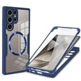 thumbnail image 1 of Allytechgroup Clear Magnetic Case for Samsung Galaxy S23 Ultra with Build in Screen Protector, Anti-Yellow Bumper Shockproof Transparent Back Cover for Galaxy S23 Ultra, Blue, 1 of 8